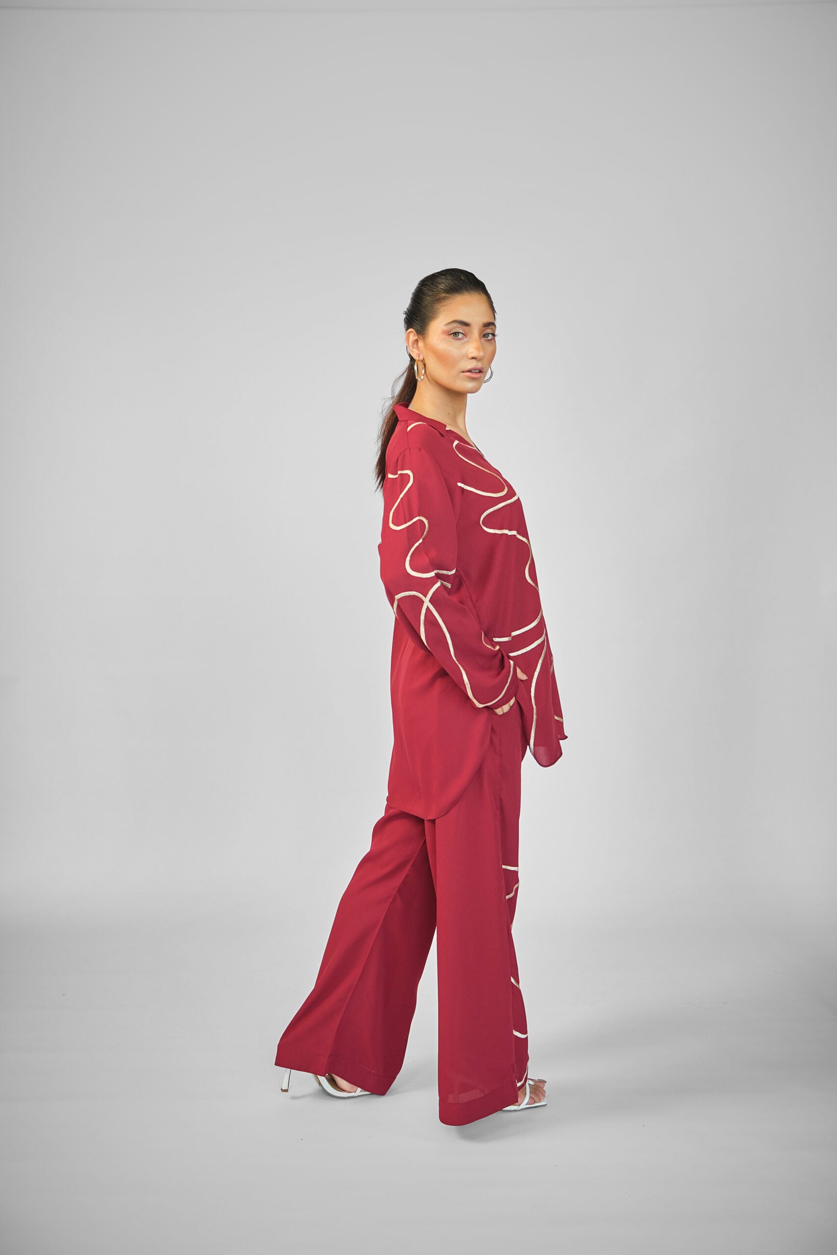 Get In Line Co-Ord Set- Maroon