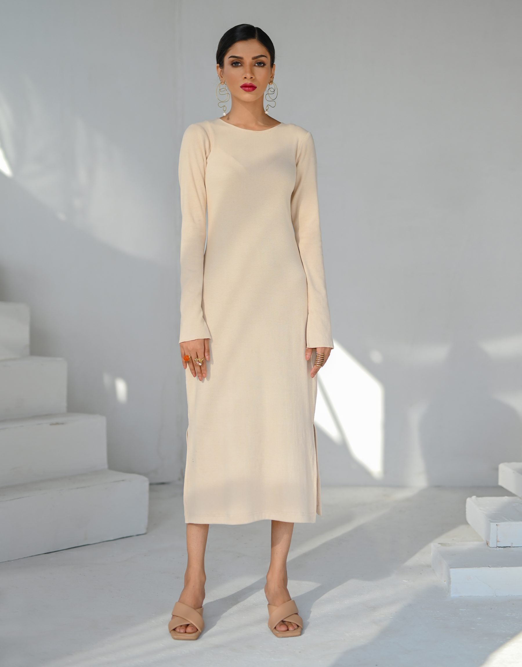 Beige Knit Dress