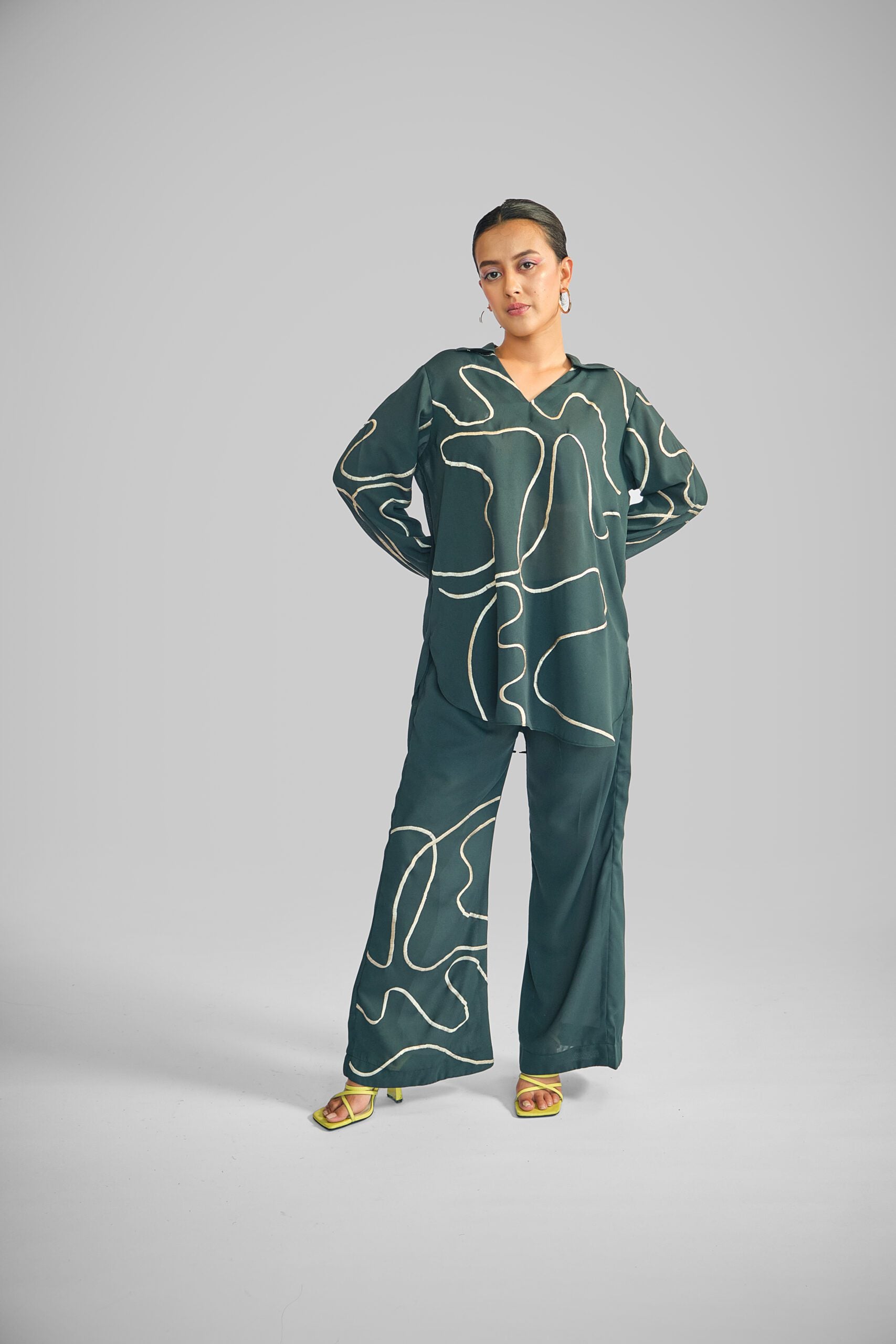 Get In Line Co-Ord Set- Forest Green