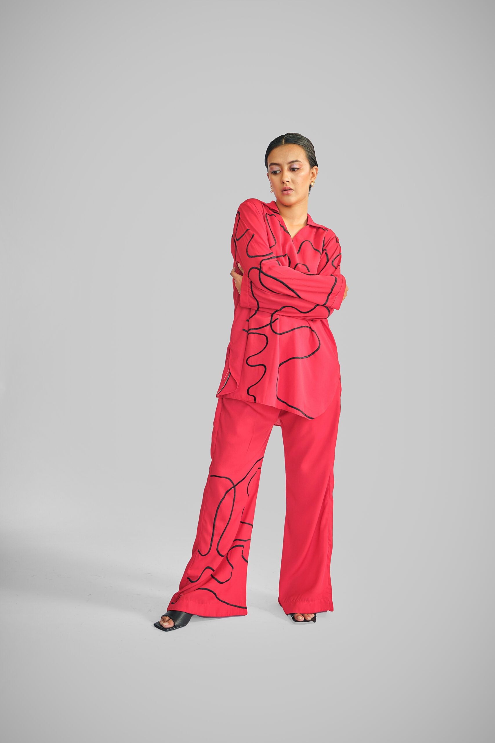 Get In Line Co-Ord Set- Red